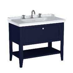 Vitra Valarte Neo 65780 Lavabo Dolabı 100 Cm, Çekmeceli, Etajerli Lavabolu, Üç Armatür Delikli, Çelik Mavisi